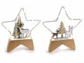 Decorazione di Natale luminose a stelle decorative in metallo con paesaggio, set da 6 pezzi, cm 17 x 2 x 19,5 H
