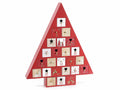 Calendario dell’Avvento in legno a forma di albero. Dotato di 24 cassettini, cm 31,5 x 5,5 x 38,5 H