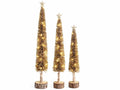 Alberi di Natale decorativi con glitter, puntale a stella e luci LED, Grande: Ø 10,5 cm x 70 H