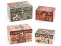 Scatole di Natale in legno foderato con chiusura a gancio in set da due pezzi, set da 2 pezzi, Grande: cm 20 x 14 x 12 H