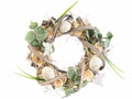Ghirlande di Pasqua in legno e paglietta con fiori e uova, set da 2 pezzi, Ø 22 cm - Interno: Ø 10