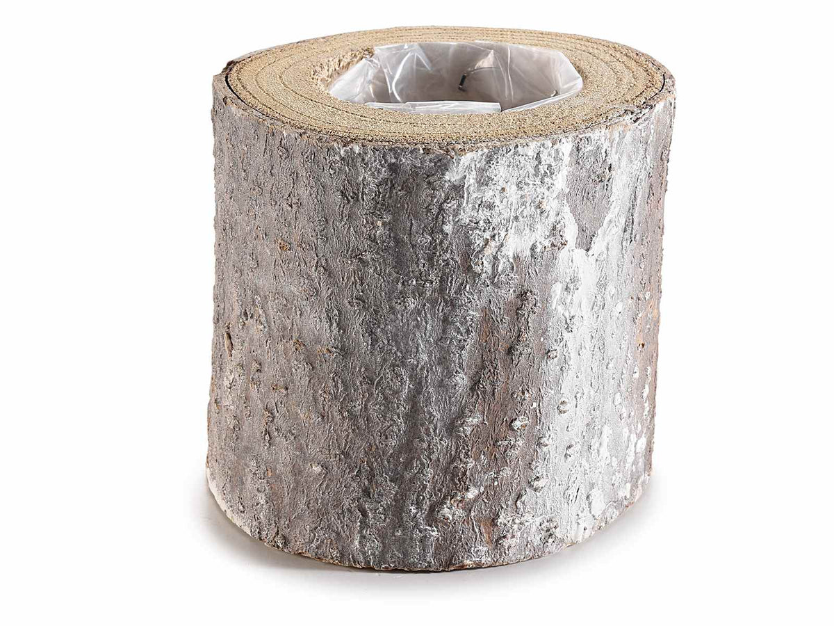 Vasi a cestino tondo in legno / corteccia naturale con rivestimento interno, set da 8 pezzi, Ø 12 cm x 11 H
