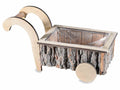 Vasi a carretto in legno con manici, ruote e rivestimento interno, set da 4 pezzi, cm 34,5 x 16 x 18 H