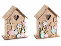 Casette pasquali decorative in legno con coniglio, fiori e intaglio cuore, set da 6 pezzi, cm 12 x 6,5 x 15,5 H
