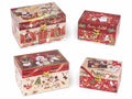 Scatole di Natale in legno foderato con chiusura a gancio, set da 2 pezzi, Grande: cm 20 x 14 x 12 H