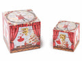 Scatole in legno foderato con chiusura a gancio e decorazioni schiaccianoci, set da 2 pezzi, Grande: cm 14 x 14 x 14 H