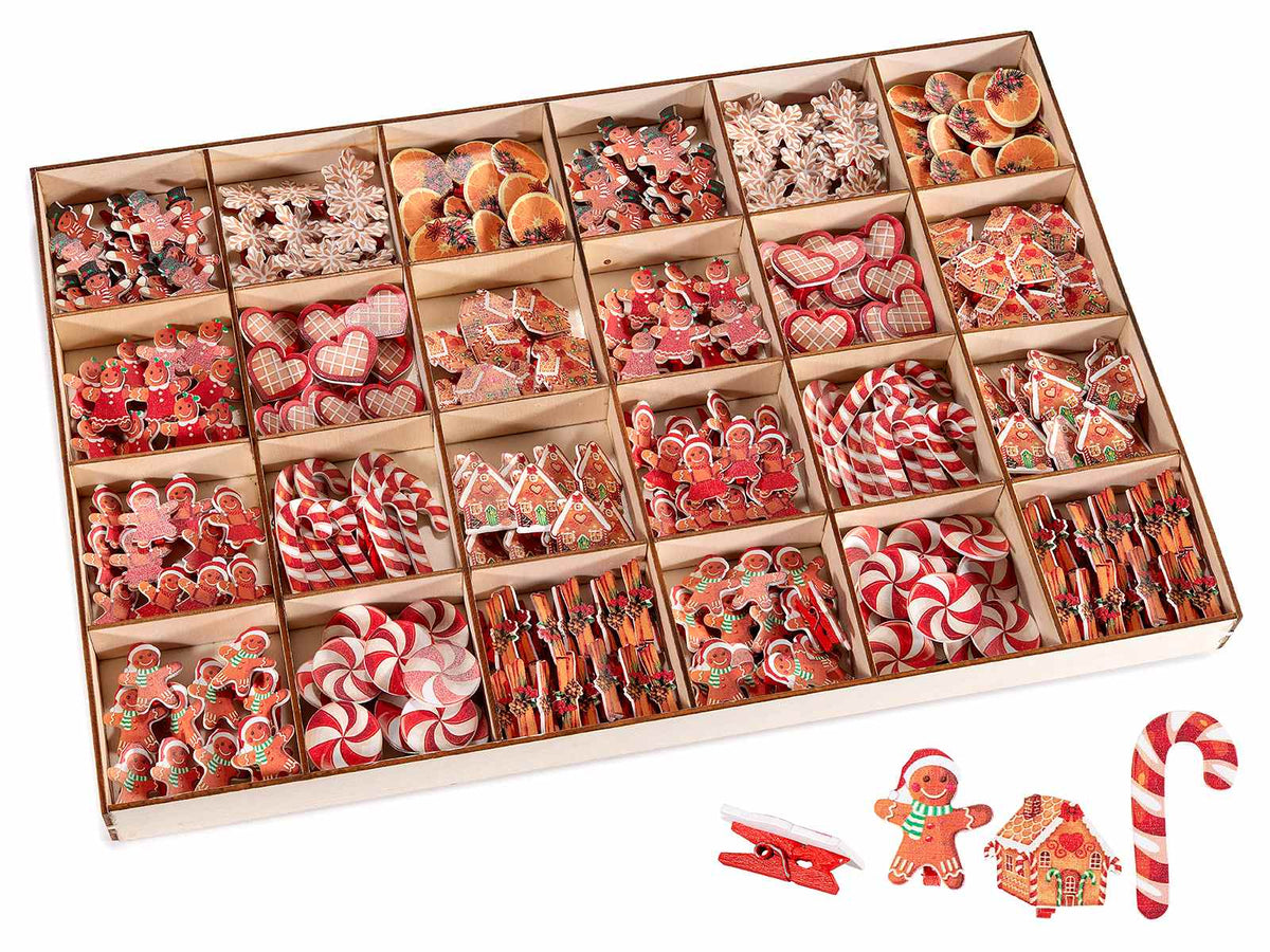 Mollettine di Natale pan di zenzero e bastoncini di zucchero in espositore, Caramella: cm 2 x 4,5 H