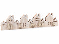 Decorazioni di Natale a villaggio di casette in legno con pini e renne, set da 8 pezzi, cm 38,5 x 2 x 9,5 H
