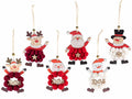 Addobbi albero di Natale Babbo Natale, renna e pupazzo di neve in legno, set da 18 pezzi, cm 8 x 12,5 H