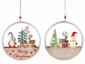 Decorazioni di Natale in legno con luci LED da appendere con scritte Merry, set da 2 pezzi, Ø 20 cm