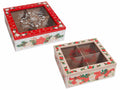 Scatole té, spezie di Natale in legno con vetrinetta, a 4 scomparti, set da 4 pezzi, cm 18 x 18 x 6 H