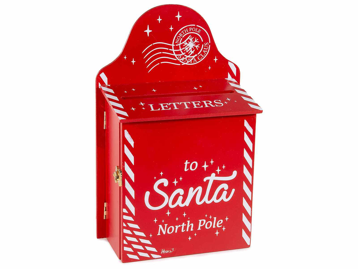 Cassette delle lettere di Babbo Natale in legno da appendere e scritta Letters, set da 2 pezzi, cm 20,5 x 10,5 x 32 H