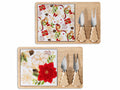 Set aperitivo a tagliere di Natale in legno e ceramica decorata con stella, set da 2 pezzi, Tagliere: cm 26,5 x 17 H