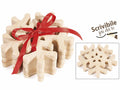 Sottobicchieri di Natale in legno a fiocco di neve con nastrino regalo, set da 8 pezzi, cm 10 x 10 H