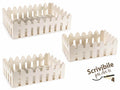 Cestini a cassette di legno naturale a forma di staccionata, set da 2 pezzi, Grande: cm 29 x 20 x 7,5 H