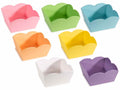 Cestini / cassette in legno colorato rosa, verde, azzurro, giallo, arancio, set da 7 pezzi, cm 16 x 16 x 8 H