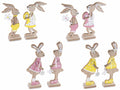 Portafoto / messaggi di Pasqua con clip a forma di coniglietti pasquali in legno, set da 8 pezzi, Grande: cm 8,5x4,5x22,5 H