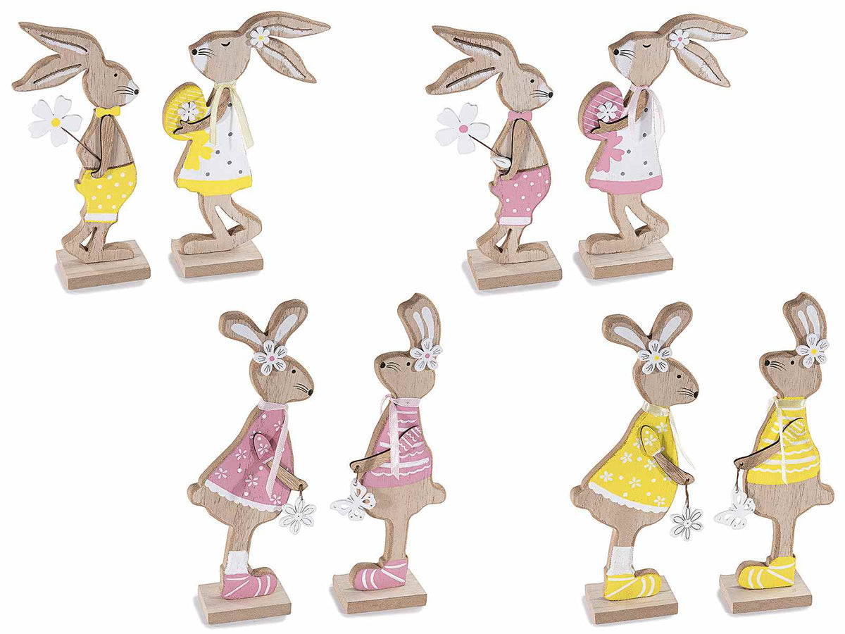 Portafoto / messaggi di Pasqua con clip a forma di coniglietti pasquali in legno, set da 8 pezzi, Grande: cm 8,5x4,5x22,5 H