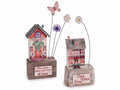 Casette decorative in legno con scritte e fiori, set da 4 pezzi, cm 9,5 x 6 x 22 H
