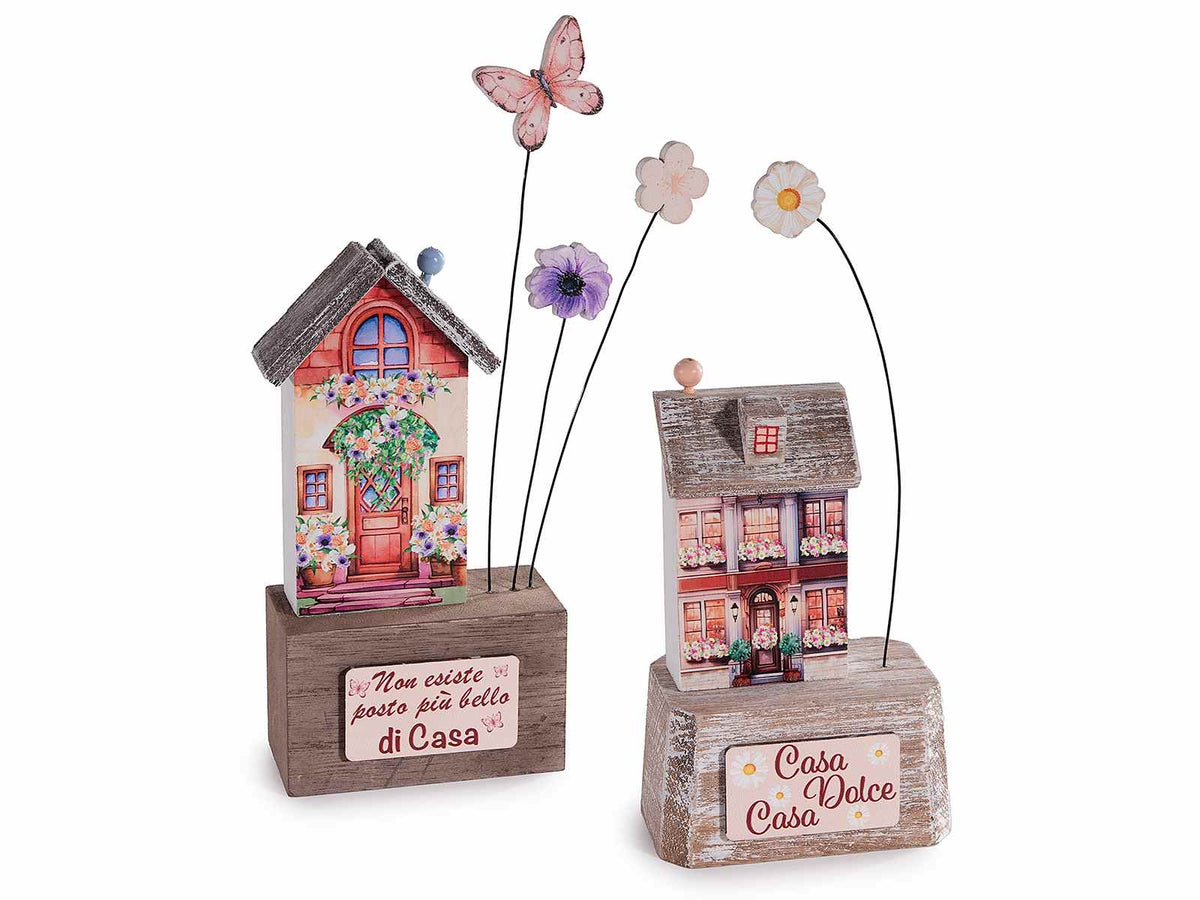 Casette decorative in legno con scritte e fiori, set da 4 pezzi, cm 9,5 x 6 x 22 H