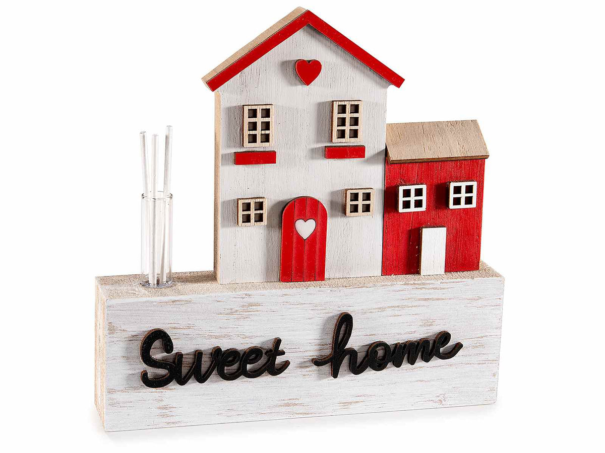 Casette in legno con provetta in vetro e stick per profumare con scritta Sweet, set da 6 pezzi, cm 16,5 x 3 x 16,5 H