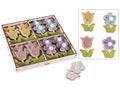 Accessori da confezione con biadesivo in panno colorato e legno, set da 6 pezzi, cm 3,5 x 5 H