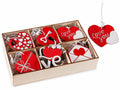 Decorazioni a forma di cuore Love da appendere in espositore di legno da 72, cm 5,5 x 6 H