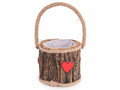 Cestini per San Valentino in legno effetto corteccia con manico rigido in corda, set da 9 pezzi, Ø11,5cmx10H (con manico21)
