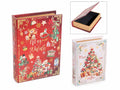 Scatole di Natale a libro in legno foderato con decorazioni natalizie dal, set da 2 pezzi, Grande: cm 18 x 25 x 5,5 H