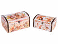 Scatole a bauletto in legno foderato con stampa autunnale animali del bosco, Grande: cm 28x20,5x15,5 H