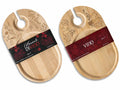 Vassoi in legno per aperitivo e degustazioni con porta bicchiere / calice, set da 8 pezzi, cm 25 x 15 H
