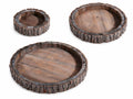 Vassoio rotondo in legno e bordo con corteccia, Grande: Ø 37 cm x 4 H