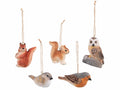 Decorazioni autunnali ad animaletti del bosco, uccellini, scoiattoli e gufetti, set da 5 pezzi, Gufo: cm 6 x 4 x 7,5 H