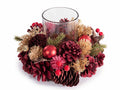 Centrotavola di Natale con pigne, bacche, aghi di pino, palline e vasetto, set da 2 pezzi, Ø 18 cm x 11 H