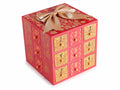 Calendari dell'avvento a forma di pacchetto regalo di Natale con fiocco, cm 14,5 x 14,5 x 13,5 H