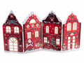 Staccionata a villaggio natalizio pieghevole in legno colorato ideale, set da 2 pezzi, cm 51,5 x 26,5 H
