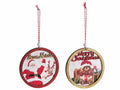 Decorazione da appendere all'albero realizzata in legno con bordi glitterati, set da 24 pezzi, Ø 10,5 cm