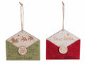 Decoro da appendere a busta di Natale in legno e panno con decori natalizi, set da 20 pezzi, cm 11 x 10 H