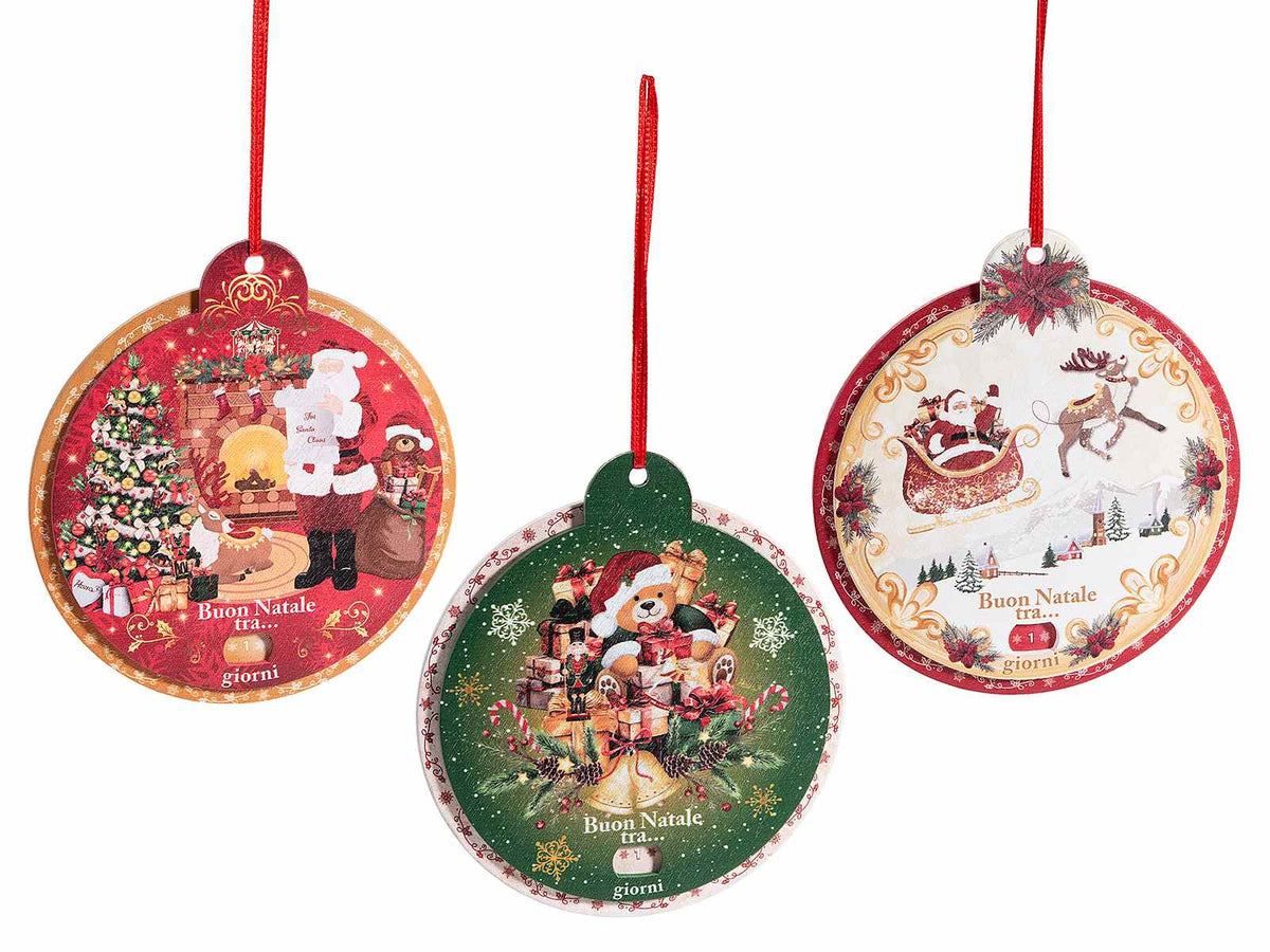 Calendari dell'Avvento con giorni scorrevoli a pallina di Natale in legno, set da 15 pezzi, Ø 12 cm