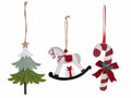 Addobbi per albero di Natale in panno a forma di bastoncino di zucchero, set da 18 pezzi, Pino: cm 11 x 16,5 H