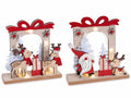Decorazioni di Natale in legno a forma di pacchetto regalo con gnomo, renne, set da 4 pezzi, cm 18 x 6 x 18 H