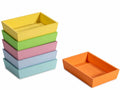 Piccoli vassoi a cassetta in legno colorato, set da 18 pezzi, cm 11 x 8 x 2,5 H