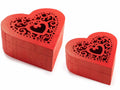 Scatole a forma di cuore in legno con intagli e chiusura a calamita, ideali, set da 2 pezzi, Grande: cm 19,5x18,5x8,5 H