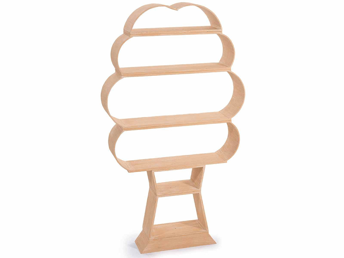 Espositori a forma di albero in legno ad effetto spazzolato con 6 ripiani /, cm 69 x 15 x 122,5 H