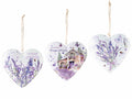 Cuori decorativi in metallo con stampa lavanda e cordino per appendere, set da 12 pezzi, cm 10 x 10 H