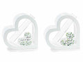 Cuori in legno con decorazione e provetta portaconfetti in vetro, set da 6 pezzi, cm 12 x 3,5 x 12 H