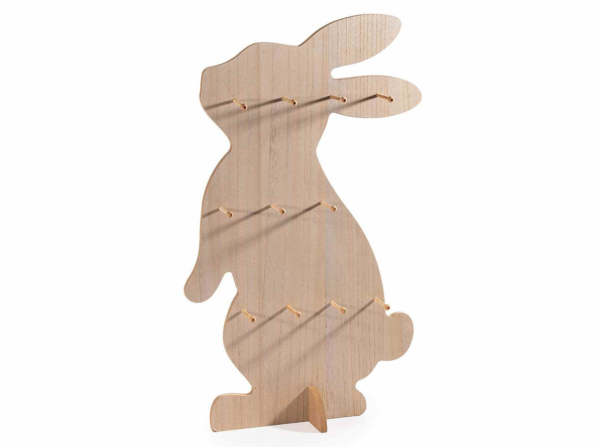 Espositori di Pasqua in legno a forma di coniglio con 11 ganci appendere /, cm 43,5 x 15 x 74 H