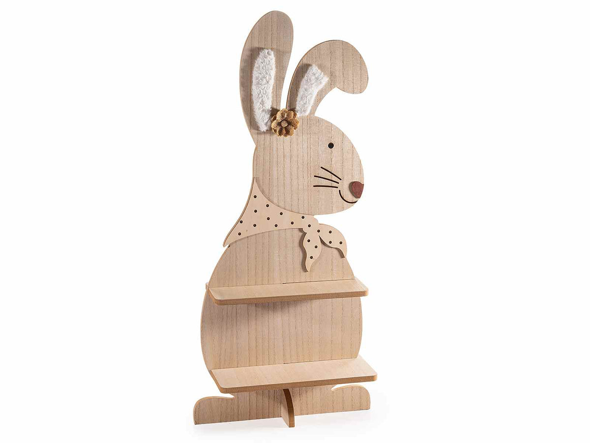 Espositori di Pasqua in legno sagomato a forma di coniglio con 2 mensole /, cm 38 x 19,5 x 85 H