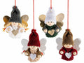Angioletti natalizi in legno da appendere con abito e cappellino in stoffa, set da 20 pezzi, cm 6 x 2,5 x 7 H