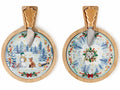 Set tagliere / set aperitivo in legno e ceramica con stampa natalizia, set da 4 pezzi